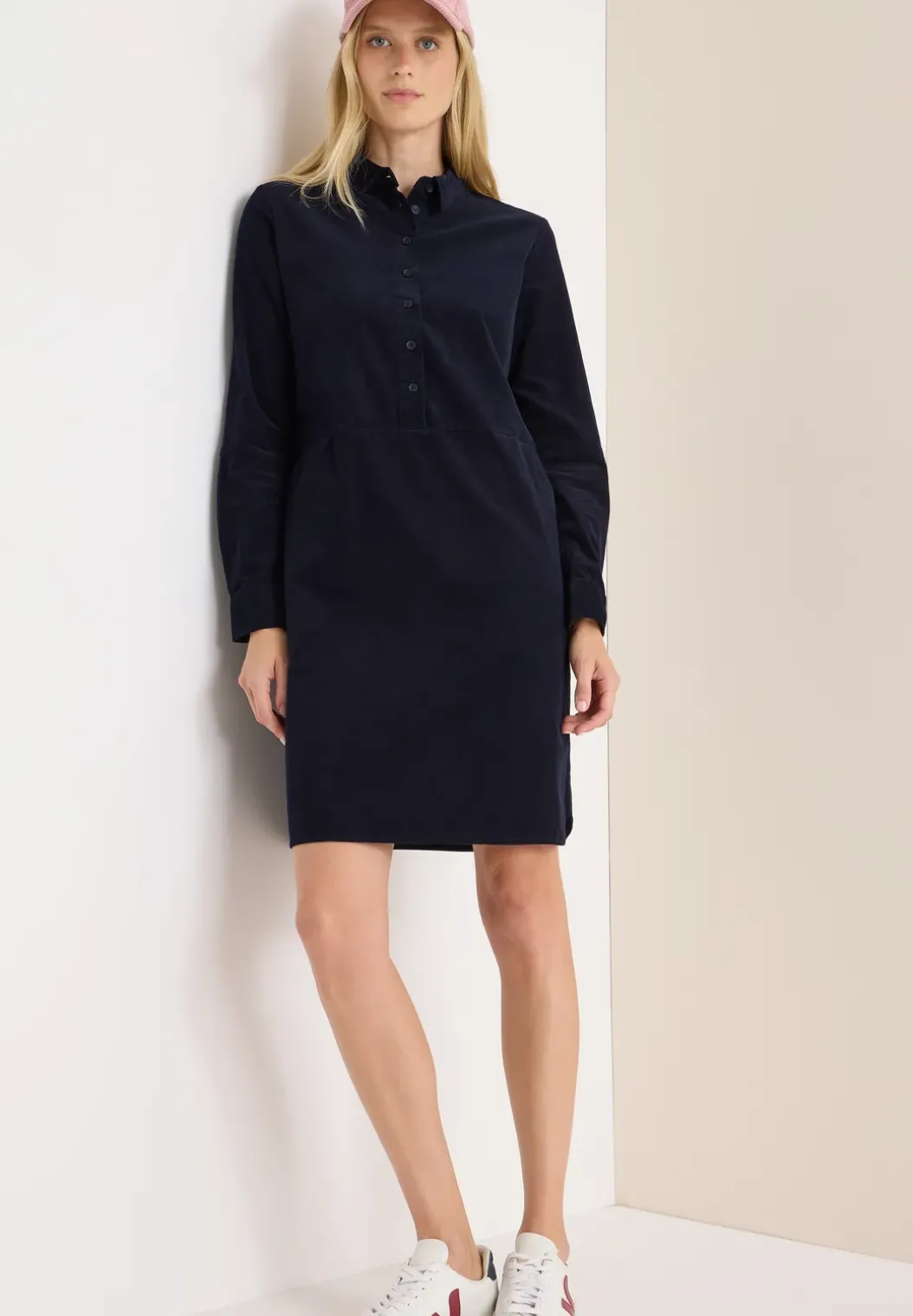 Corduroy jurk in effen kleur