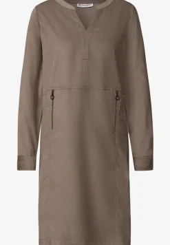 Corduroy jurk met gespleten hals
