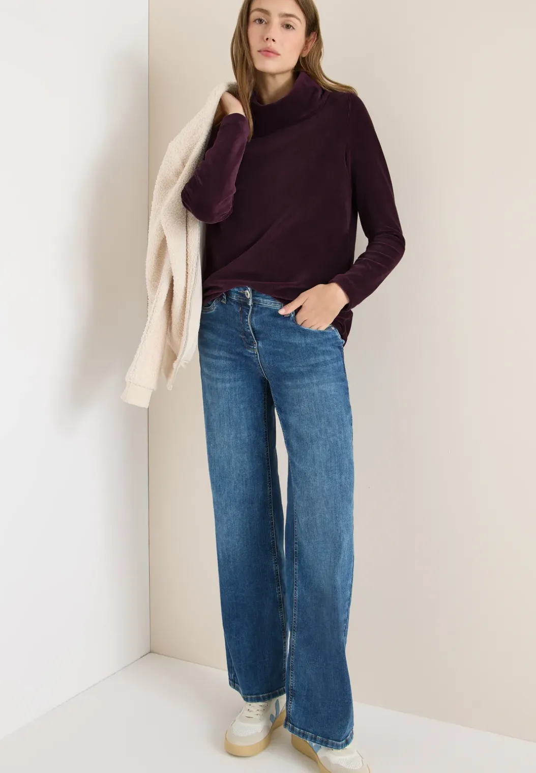 Corduroy shirt met grote kraag