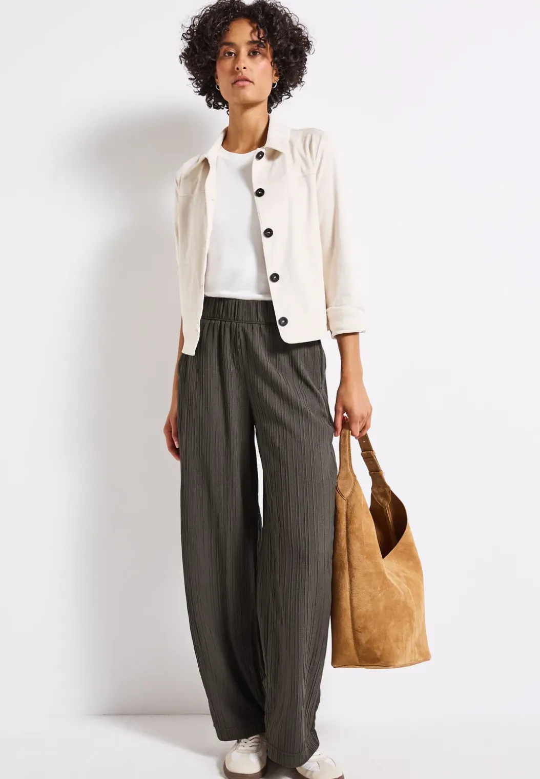 Crinkle broek met wijde pijpen