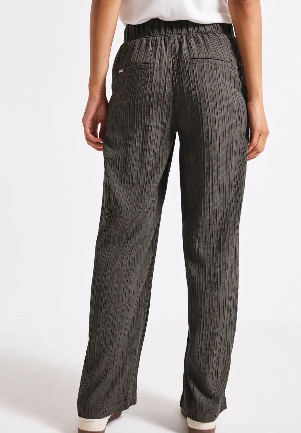 Crinkle broek met wijde pijpen