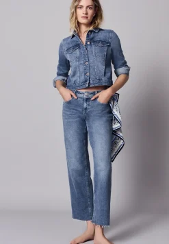 Denim jack met knopen en rugprint