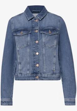 Denim jack met knopen en rugprint