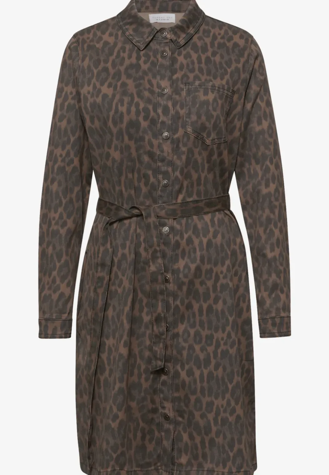 Denim jurk met leopatroon