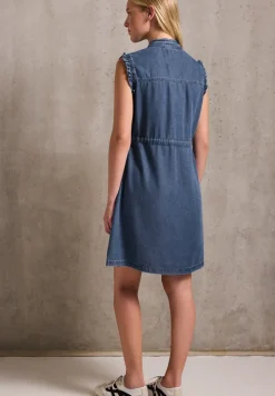Denim jurk met ruches