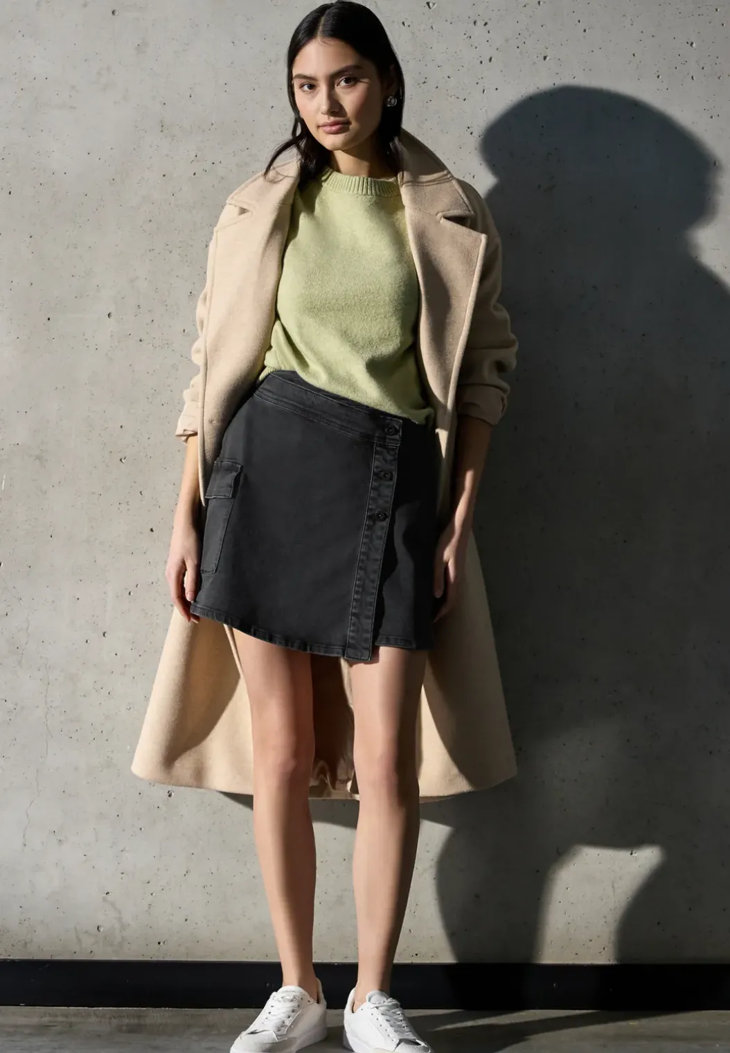 Denim rok in wikkel-look