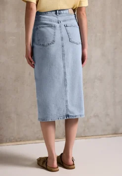 Denim rok met gebleekte look
