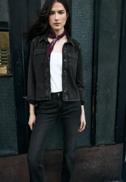 Denim shirt met glitterdetails