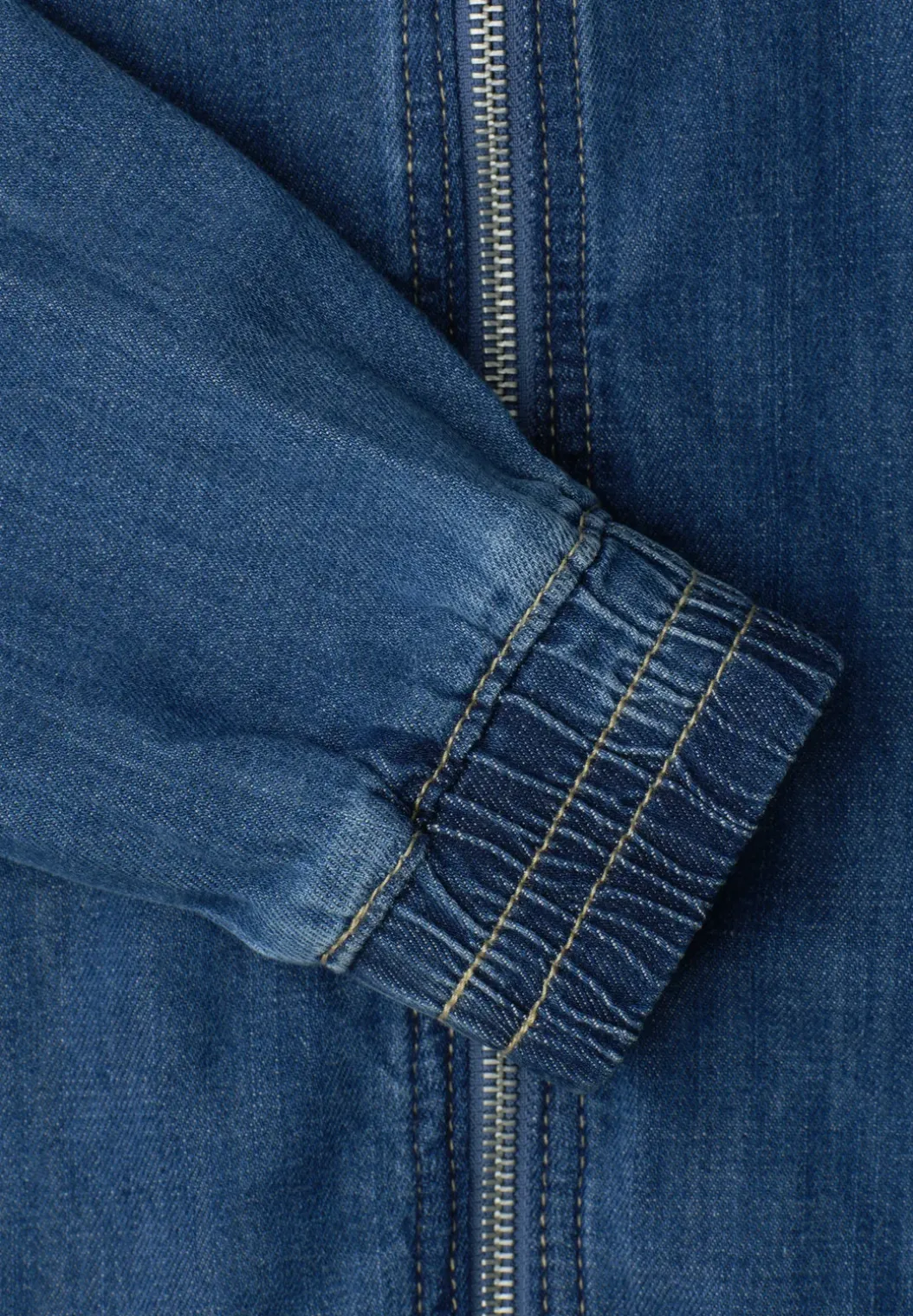 Denim-look blouson met ritssluiting