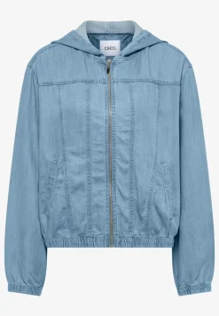 Denim-look blouson met ritssluiting