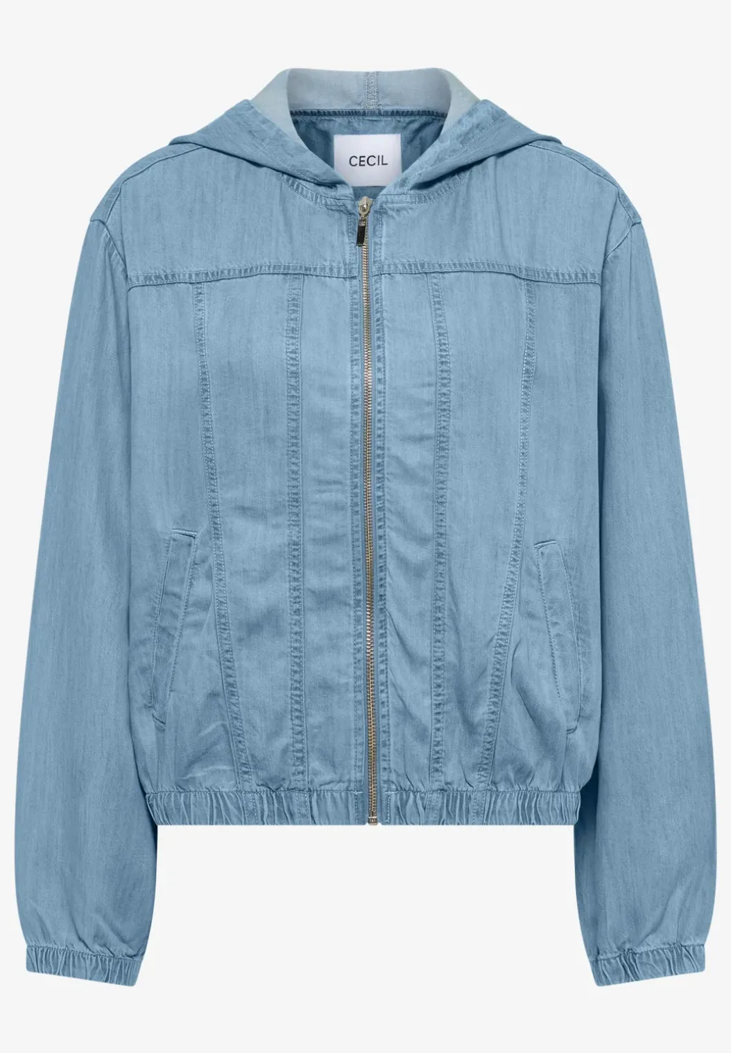 Denim-look blouson met ritssluiting
