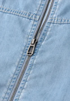 Denim-look blouson met ronde hals