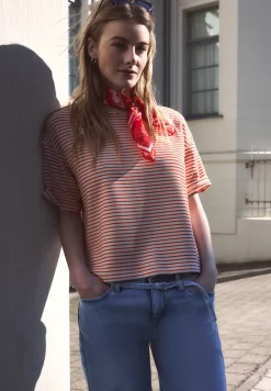 Fijn gestreept scuba shirt