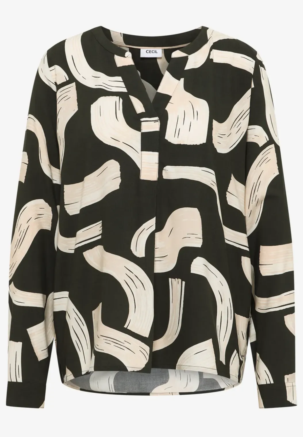 Gedessineerde blouse met gespleten hals