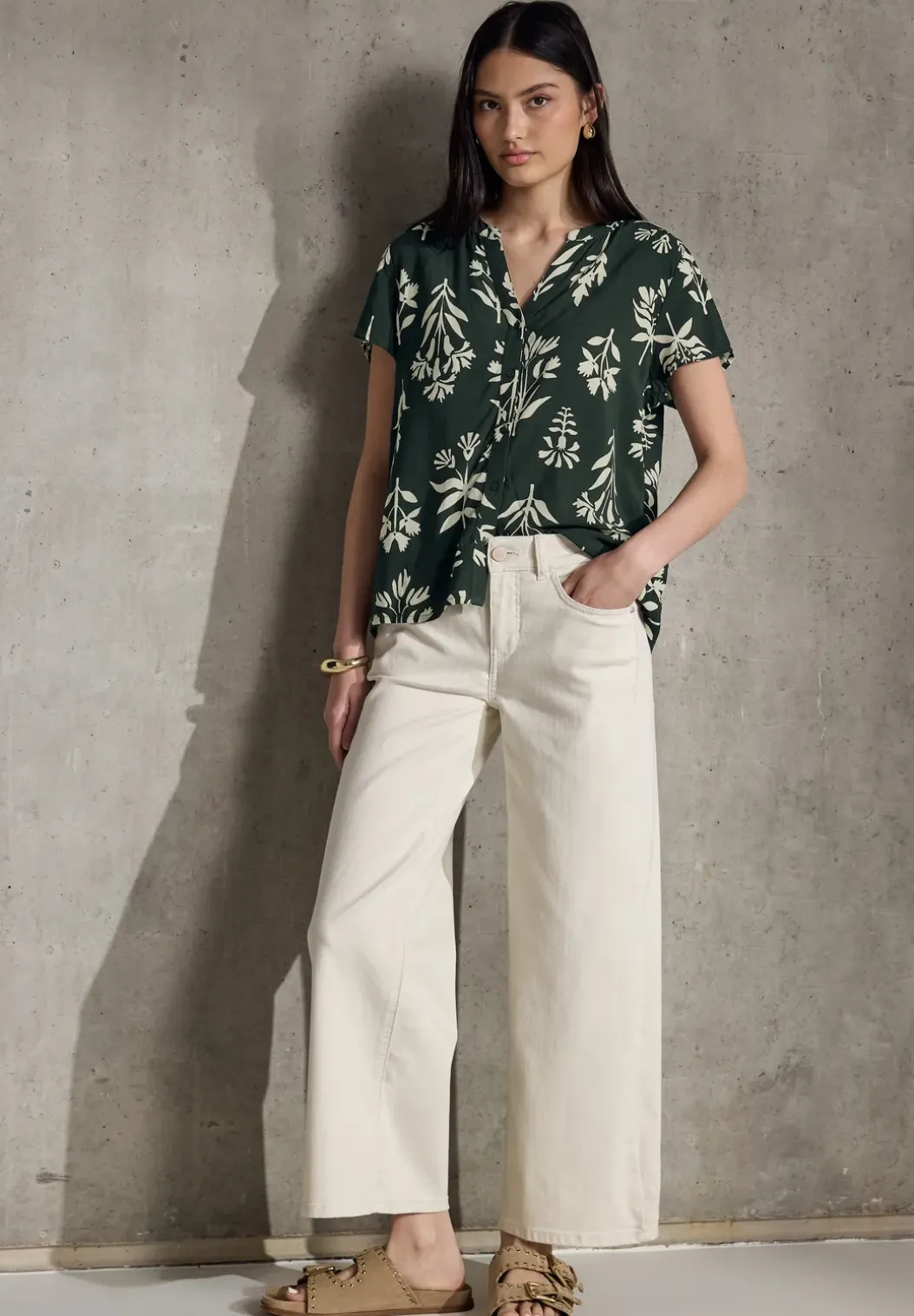 Gedessineerde blouse met korte mouwen