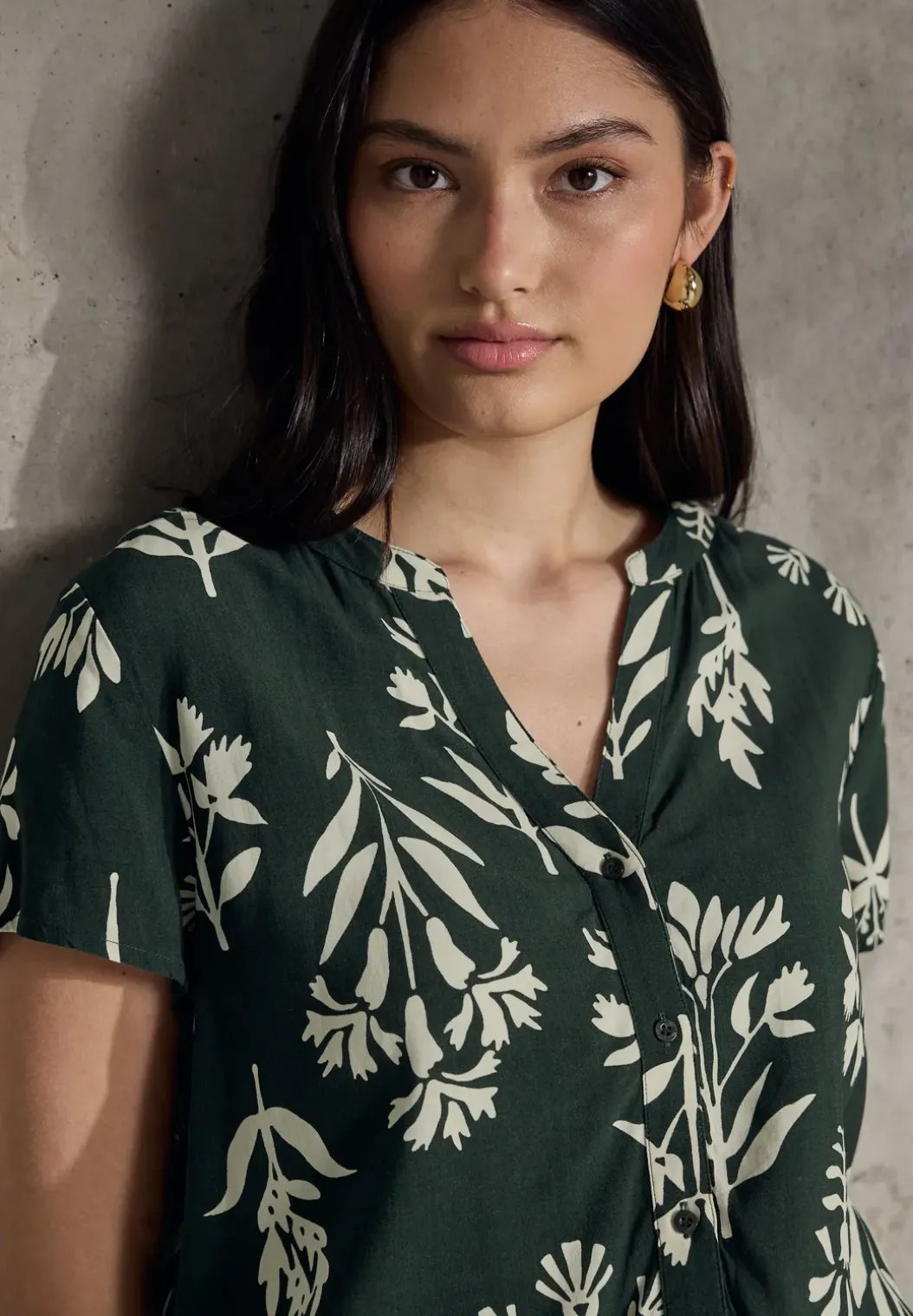 Gedessineerde blouse met korte mouwen