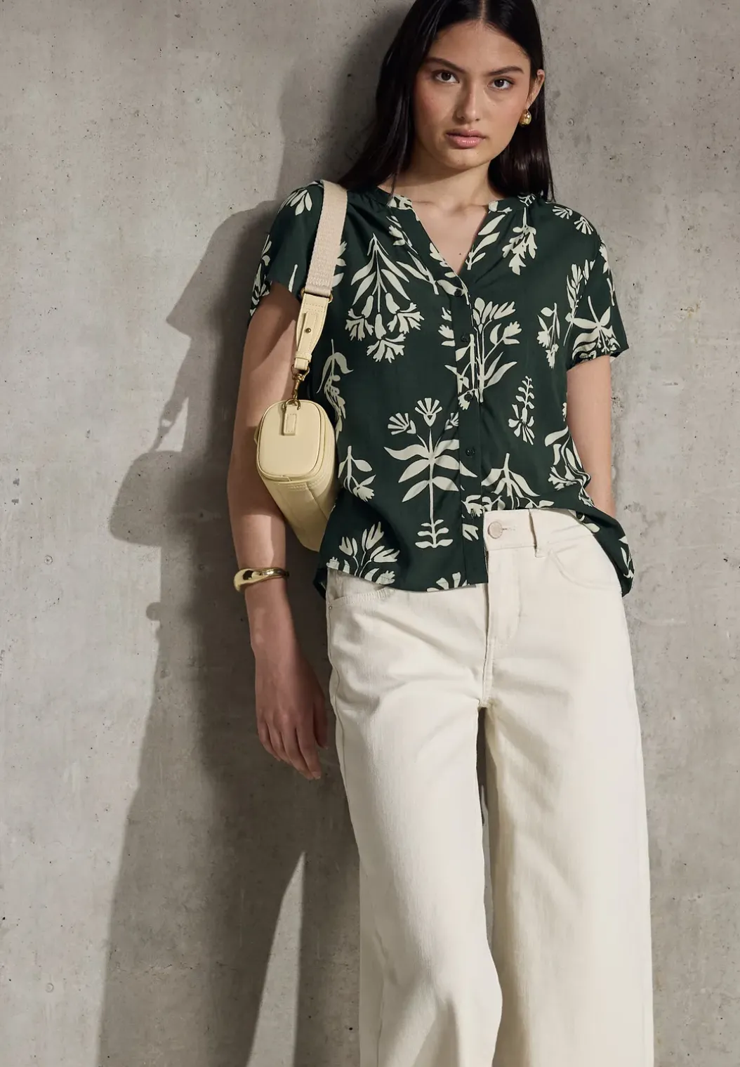 Gedessineerde blouse met korte mouwen