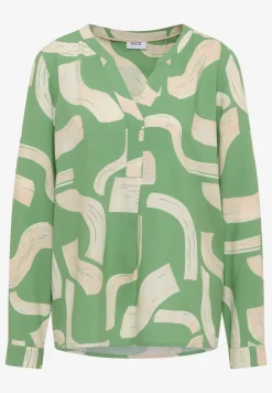 Gedessineerde blouse met gespleten hals