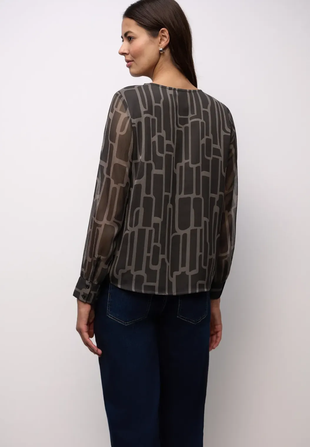 Gedessineerde chiffon blouse