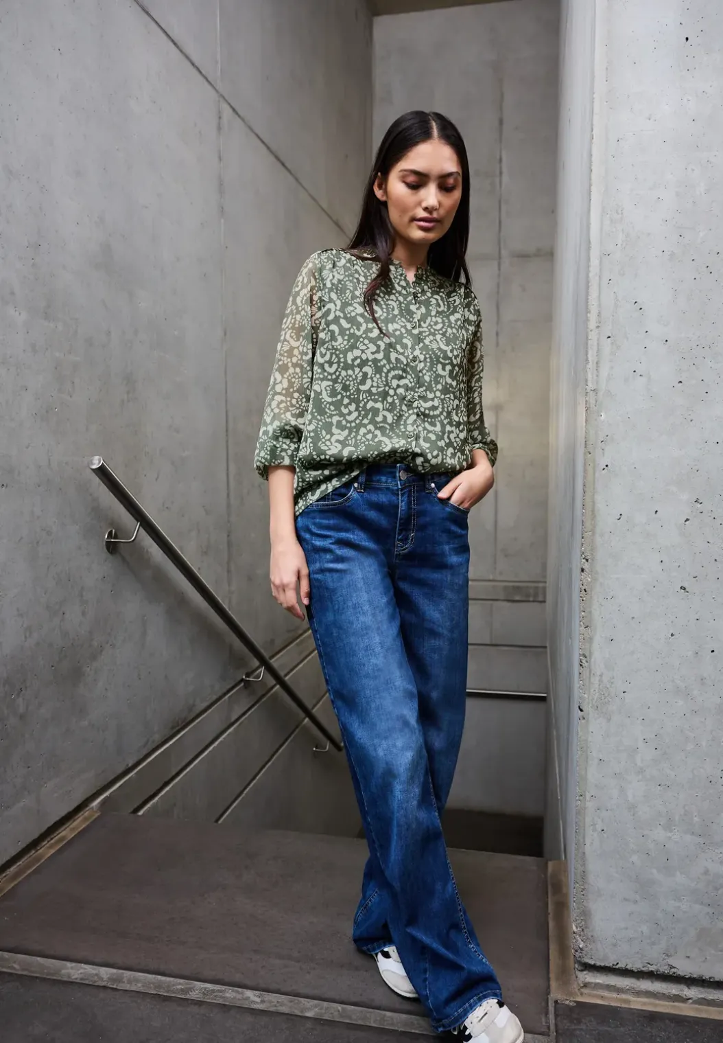 Gedessineerde chiffon blouse
