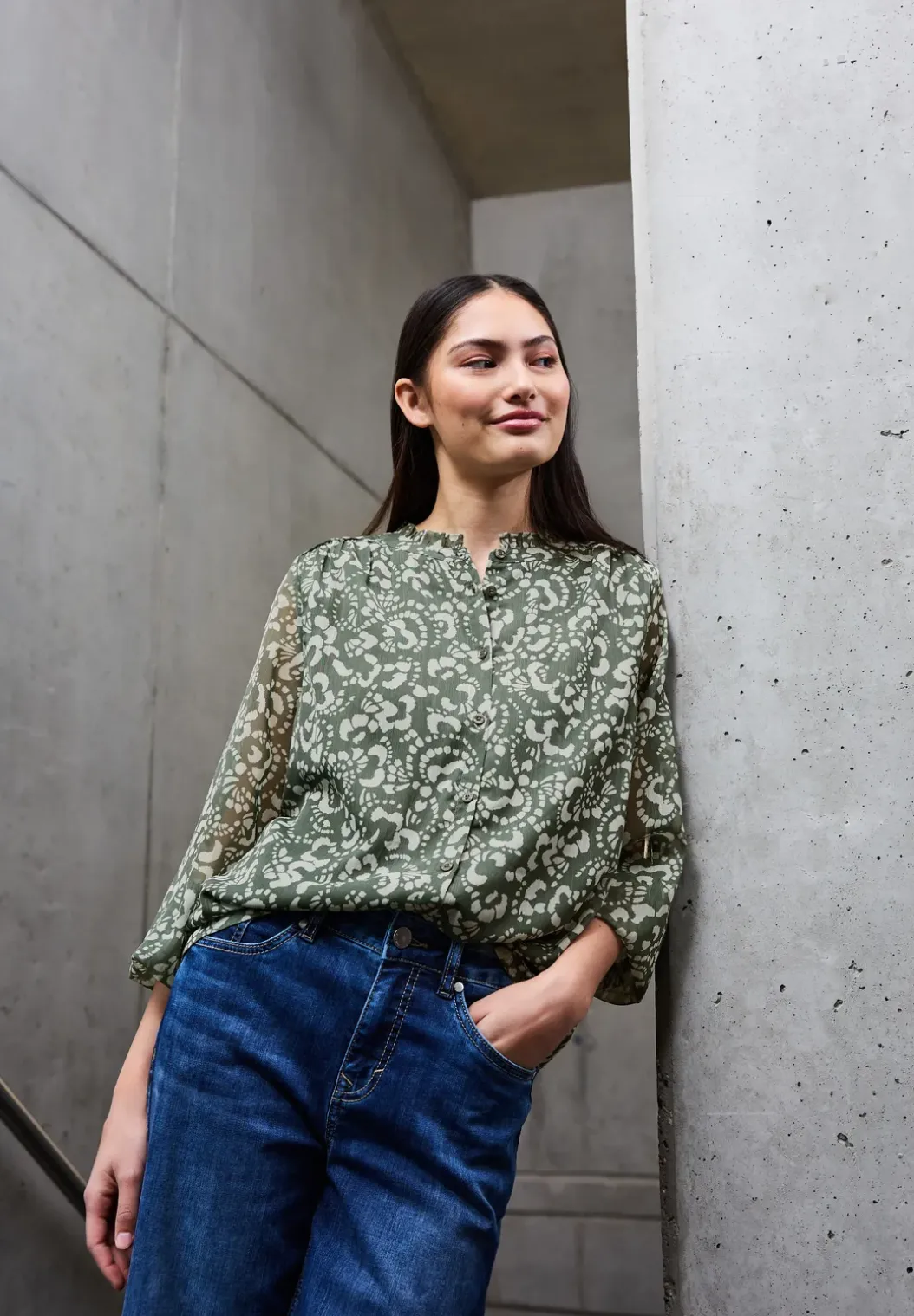 Gedessineerde chiffon blouse