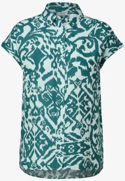 Gedessineerde linnen blouse