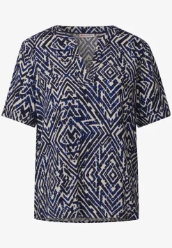 Gedessineerde blouse met gespleten hals
