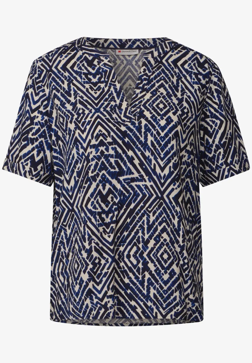 Gedessineerde blouse met gespleten hals