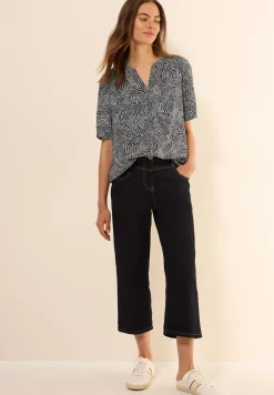 Gedessineerde blouse met gespleten hals