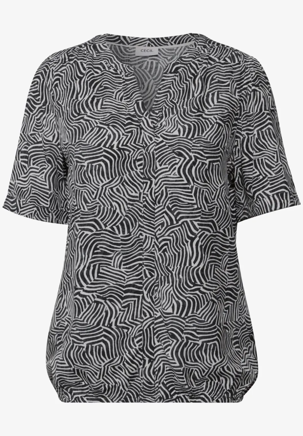 Gedessineerde blouse met gespleten hals