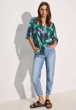 Gedessineerde seersucker blouse