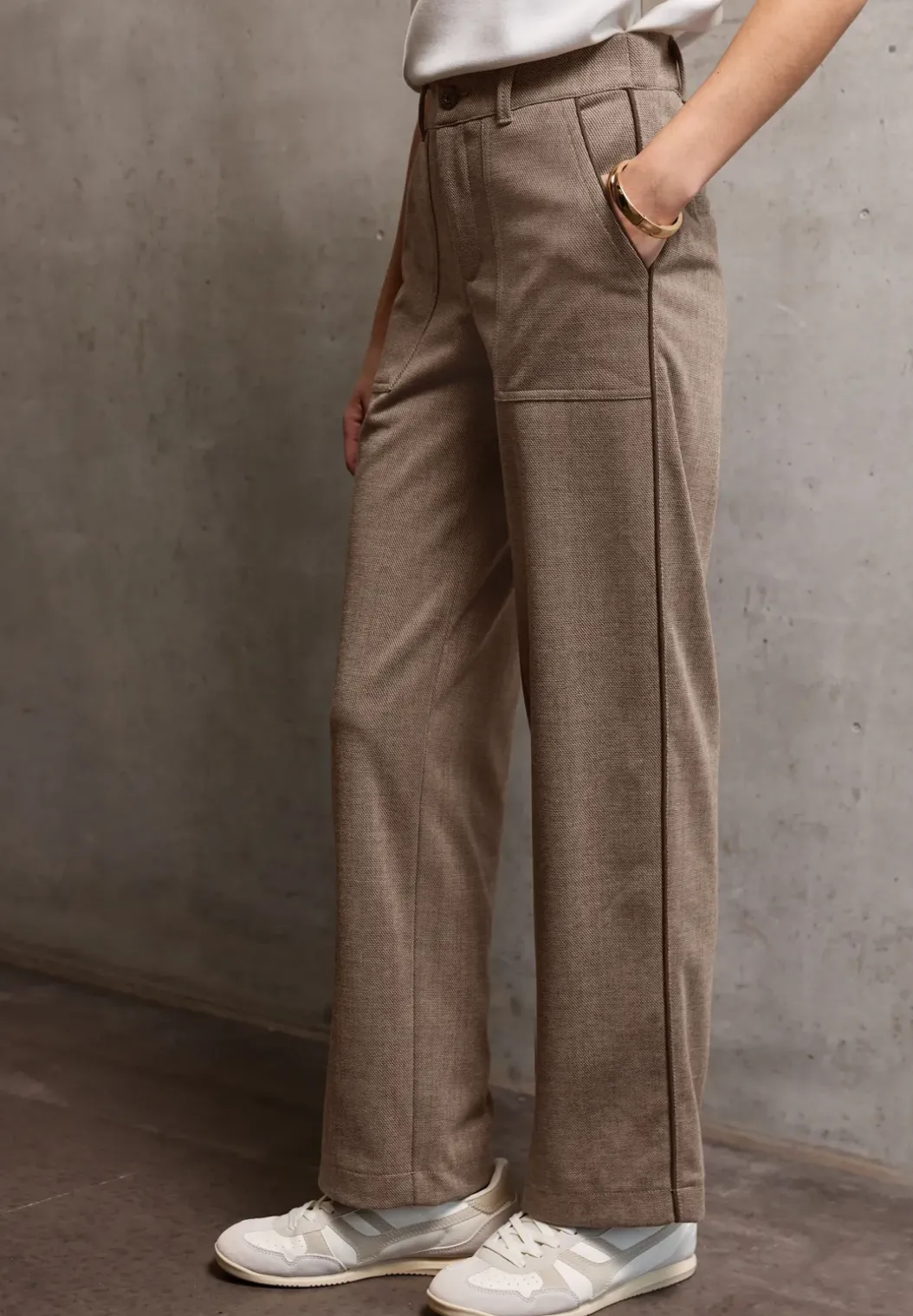 Gemêleerde broek met rechte leg