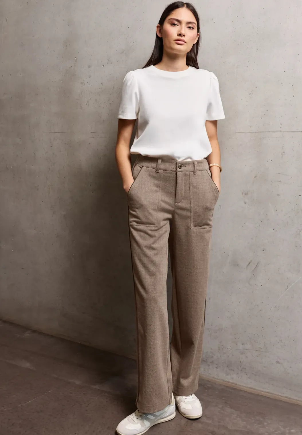 Gemêleerde broek met rechte leg