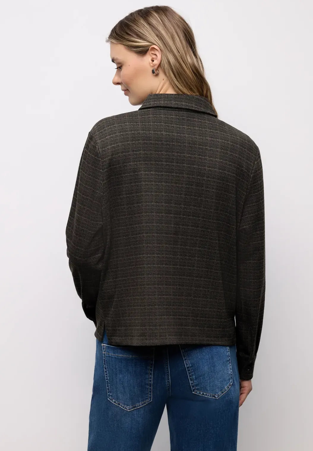 Geruite jacquard overhemdblouse