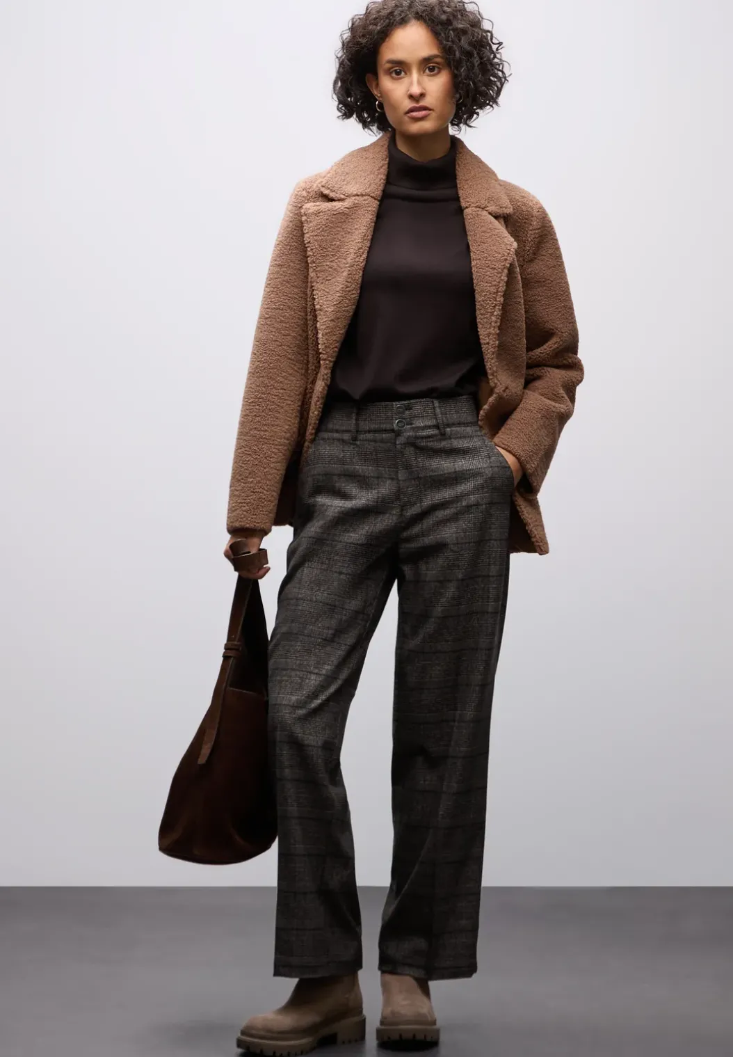 Geruite straight legs broek