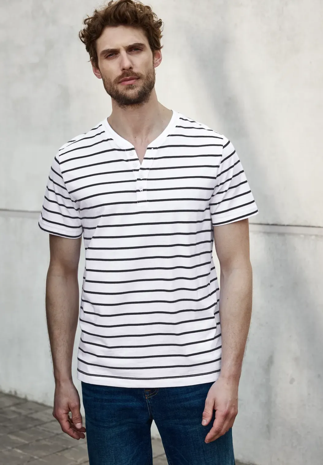 Gestreept henley shirt