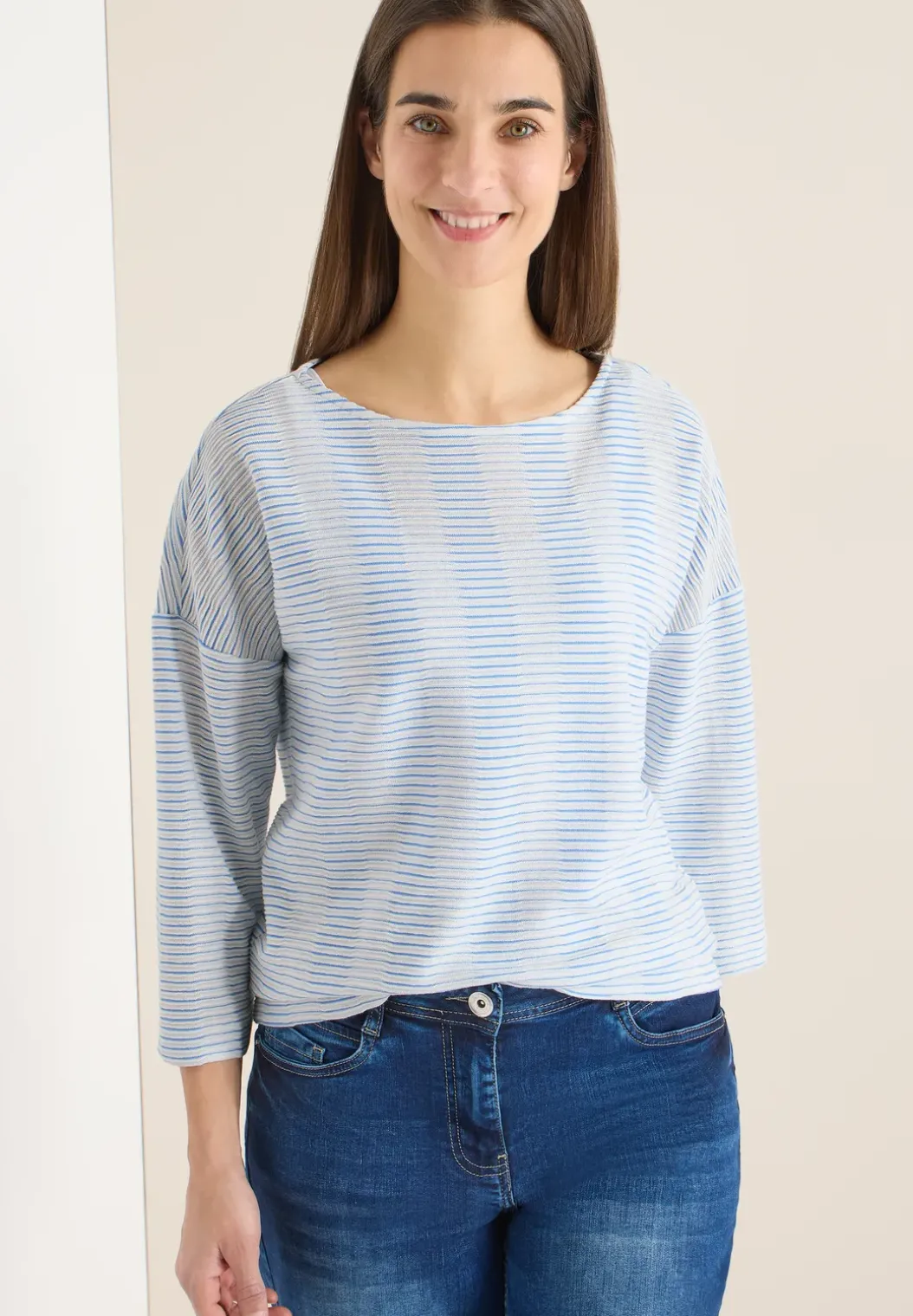 Gestreept shirt met structuur