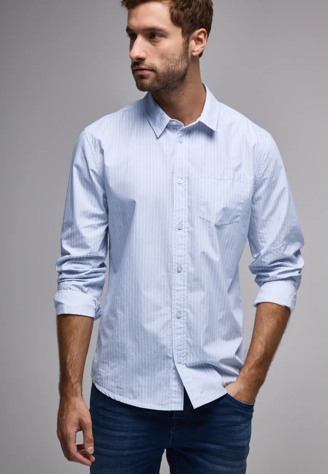 Gestreept slim fit overhemd