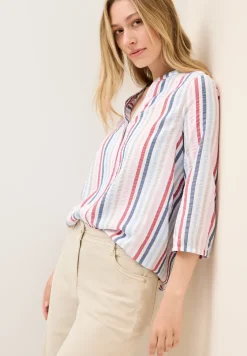 Gestreepte blouse met gespleten hals