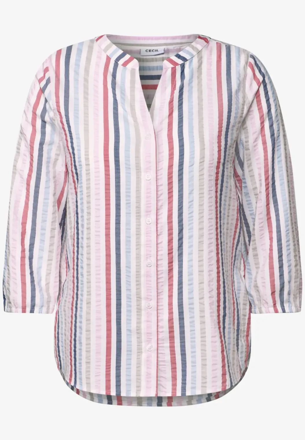 Gestreepte blouse met gespleten hals