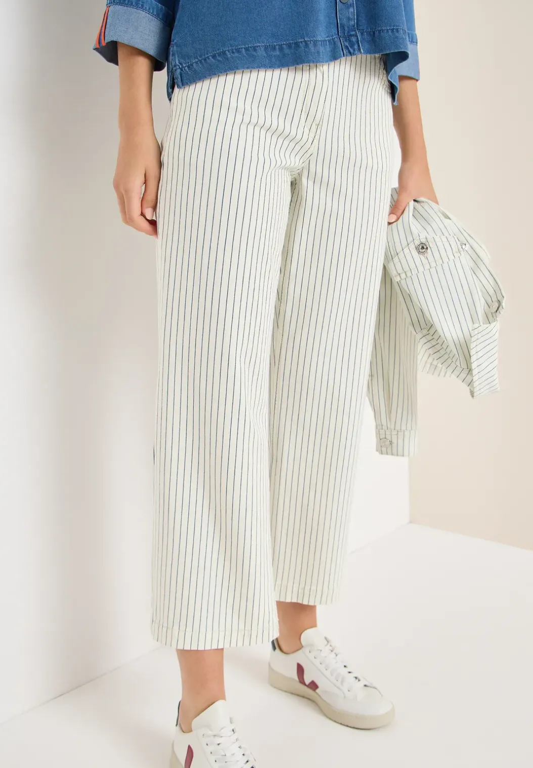 Gestreepte jeans met Wide Legs