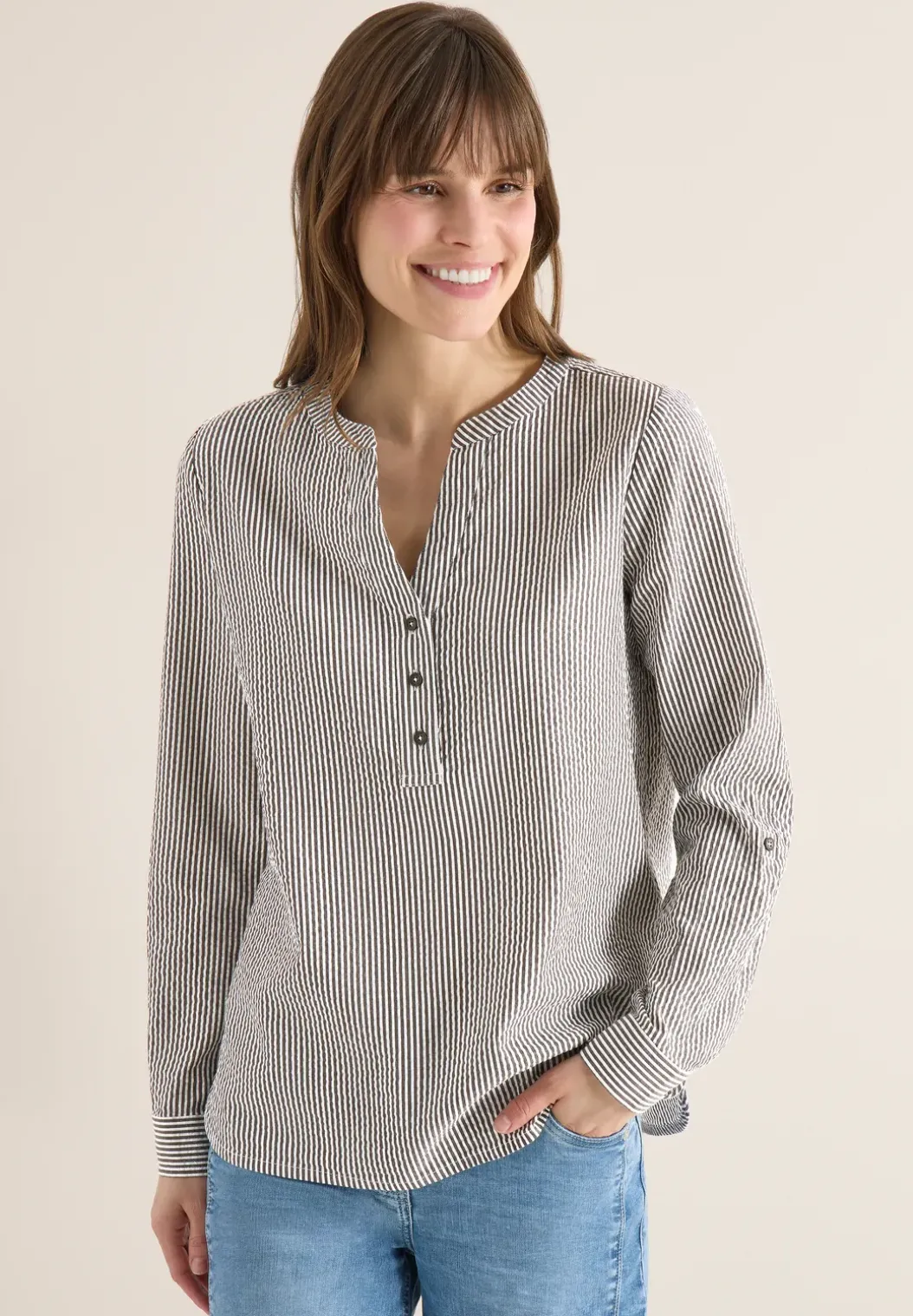 Gestreepte seersucker blouse