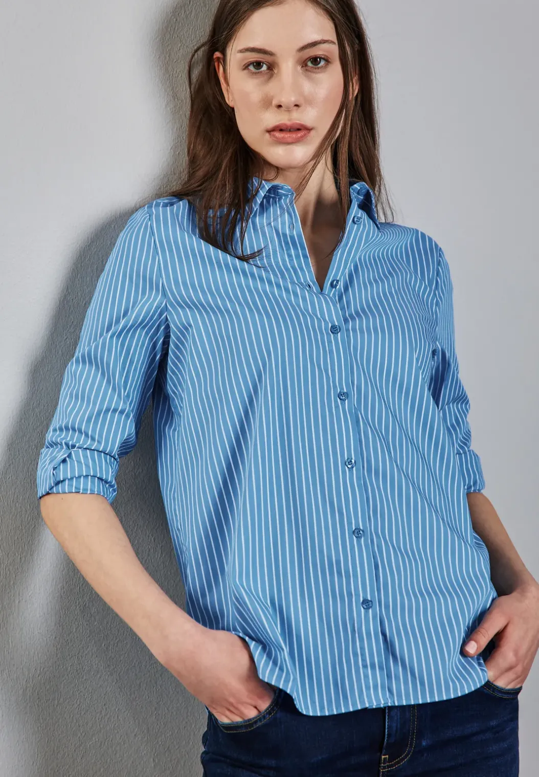 Gestreepte zakelijke blouse