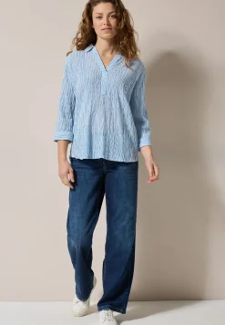 Gestreepte seersucker blouse