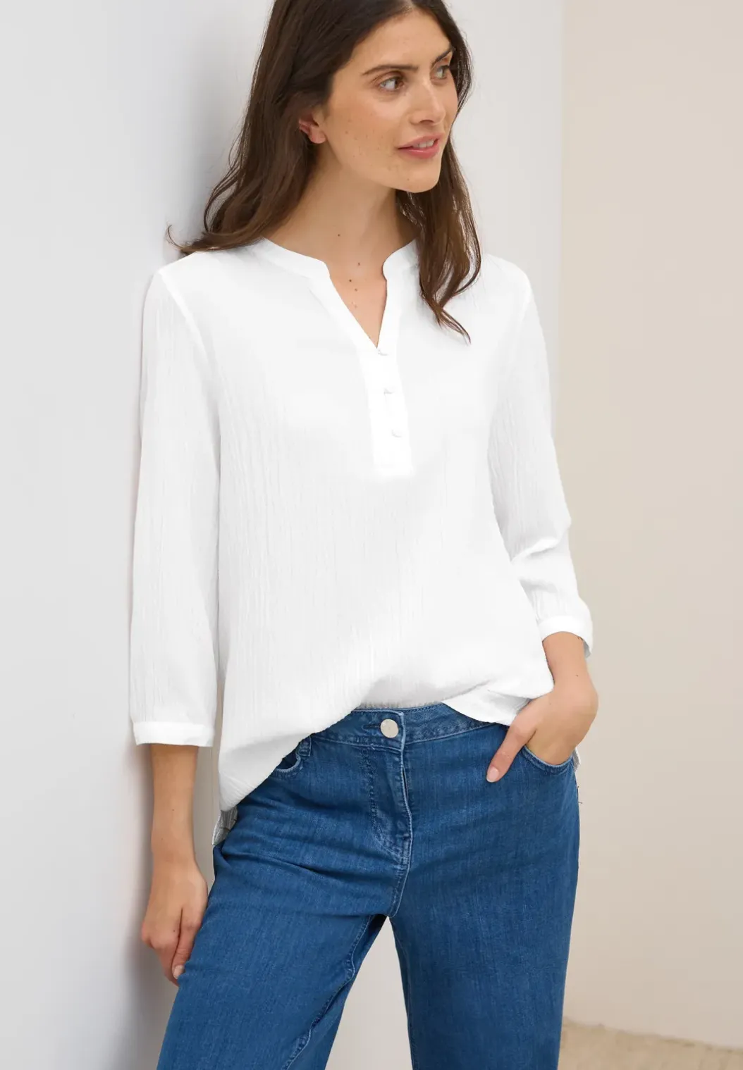 Gestructureerde blouse in effen kleur