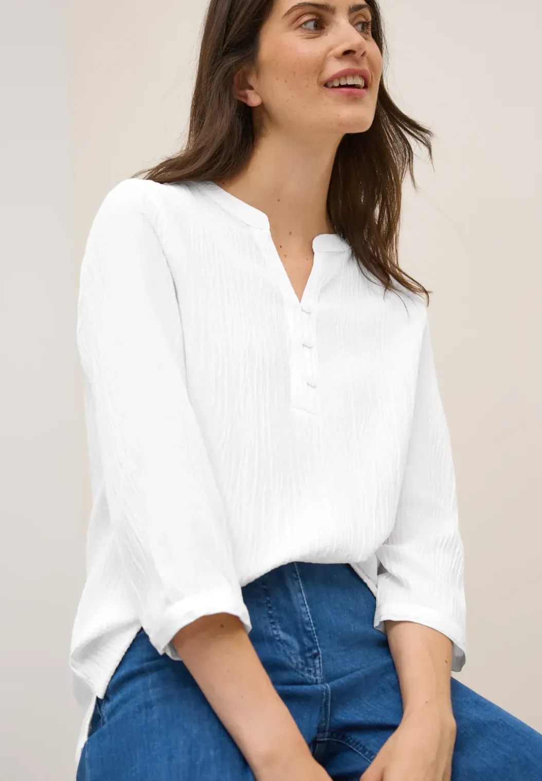 Gestructureerde blouse in effen kleur