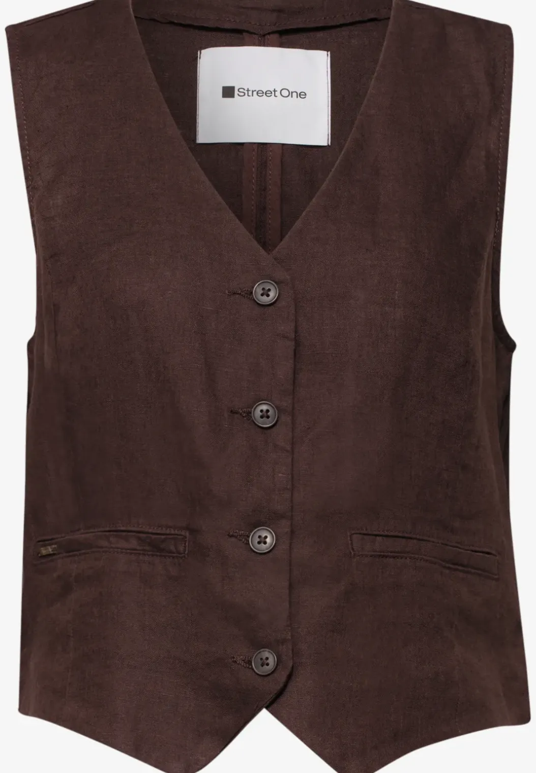 Gilet met V-hals en linnen knopen