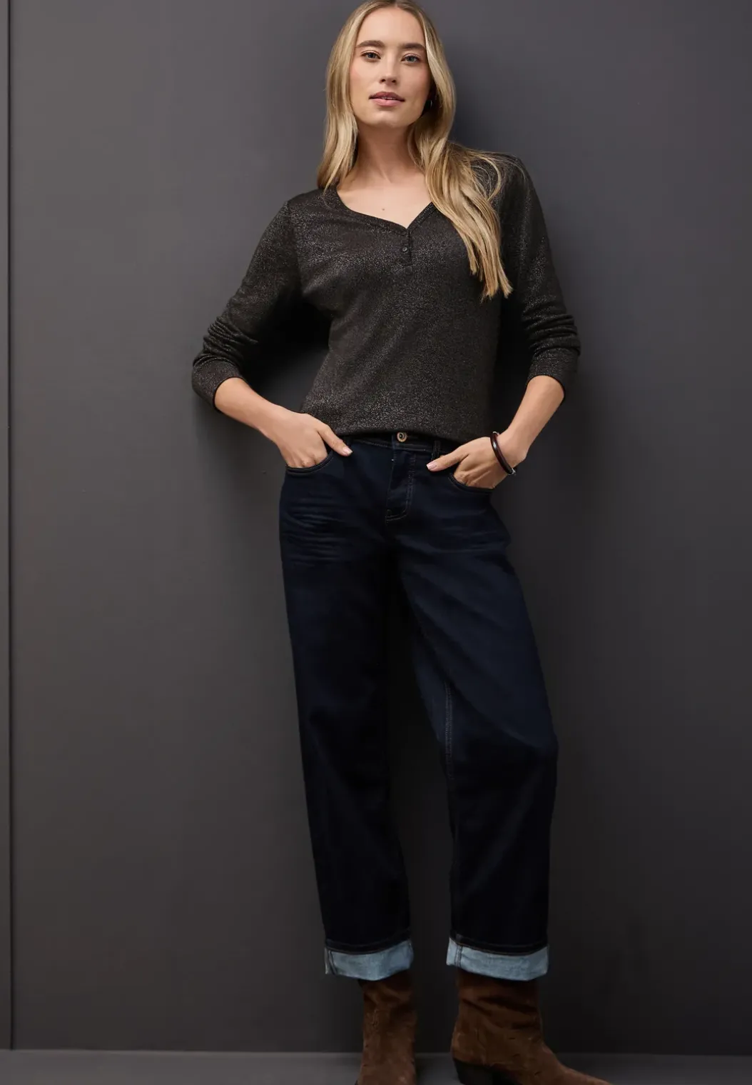 Glitterend shirt met lange mouwen