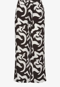 High Waist broek met Wide Legs en print