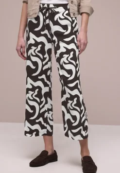 High Waist broek met Wide Legs en print